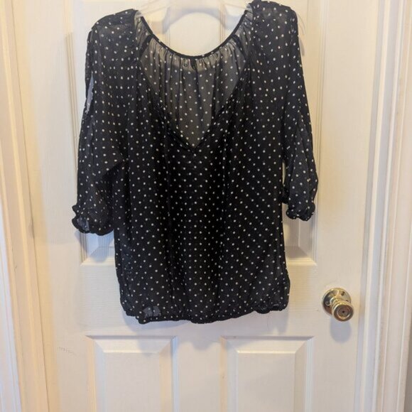 Maurices black and white polka dot top - L - Picture 3 of 5